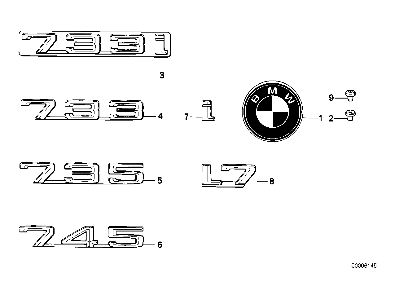 Genuine BMW 51141920781 E23 Emblem Adhered Rear "733" (Inc. 733i) | ML Performance EU EU Car Parts