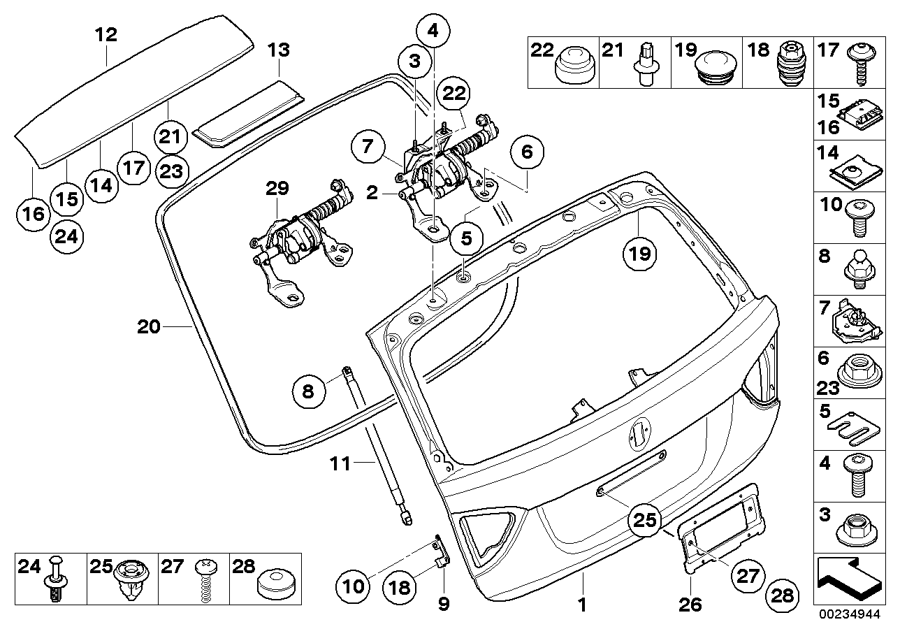 Genuine BMW 41627054050 E91 E91 Right Trunk Lid Hinge (Inc. 316i, 325i & 335d) | ML Performance EU Car Parts