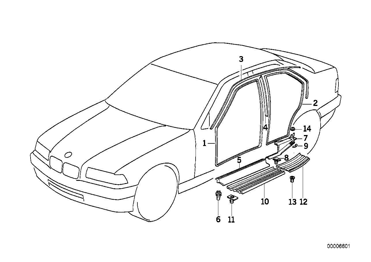 Genuine BMW 51478130055 E36 Sill Strip Rear Left SILBERGR.DUNKEL (Inc. 325i, 318i & 316i) | ML Performance EU EU Car Parts