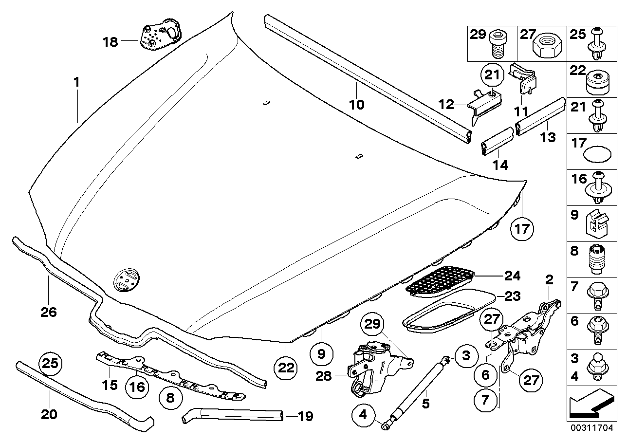 Genuine BMW 51767140586 E81 E82 E87 Sealing, Upper Part Of The Hood, Right (Inc. M Coupé, 120i & 125i) | ML Performance EU Car Parts