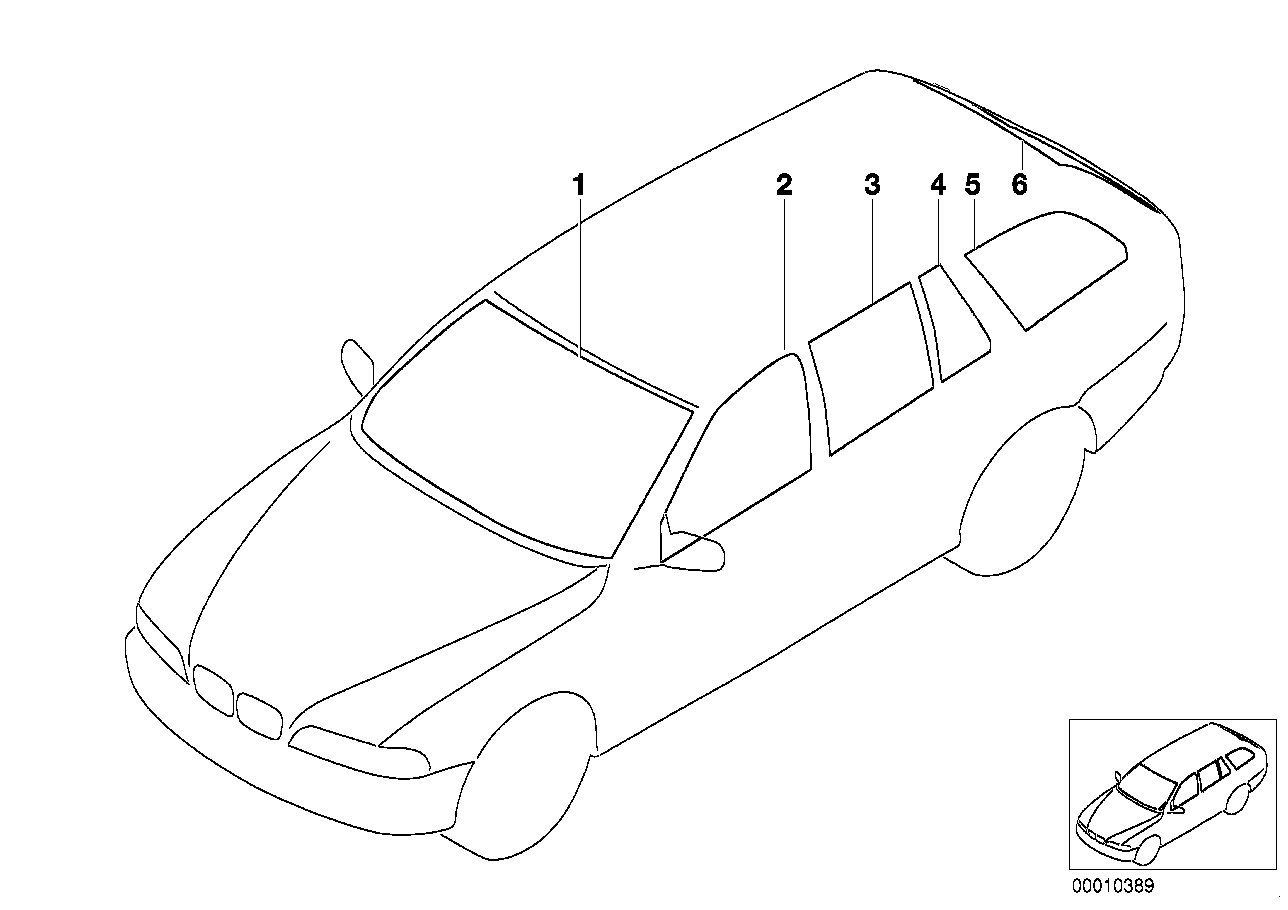 Genuine BMW 51348189258 E39 Side Window Green Right (Inc. 525i, 520i & 530i) | ML Performance EU EU Car Parts