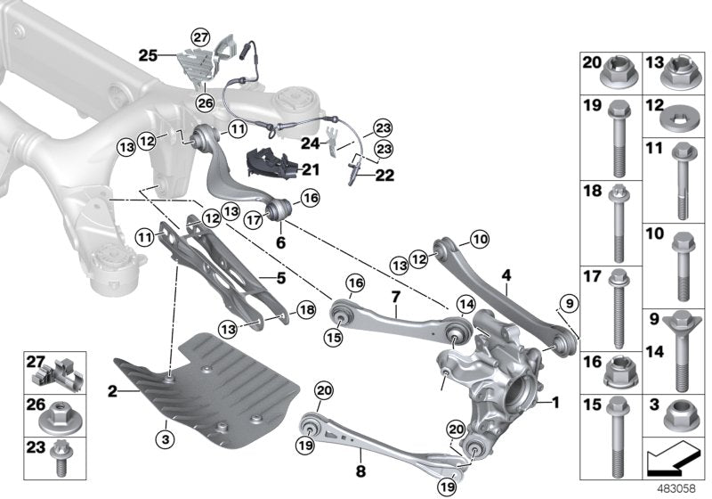 Genuine BMW 34526871068 G02 G01 Bracket, Wheelspeed Sensor, Right rear right (Inc. X3 30eX & X4) | ML Performance EU EU Car Parts