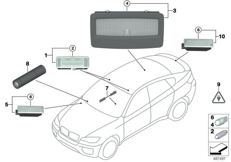 Genuine BMW 63319111006 E71 E72 Interior Light, Rear SAVANNABEIGE (Inc. X6) | ML Performance EU EU Car Parts