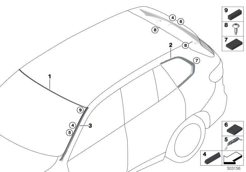 Genuine BMW 51377444087 G05 Finisher, Side Window, Rear Left GLANZSCHWARZ (Inc. X5) | ML Performance EU EU Car Parts