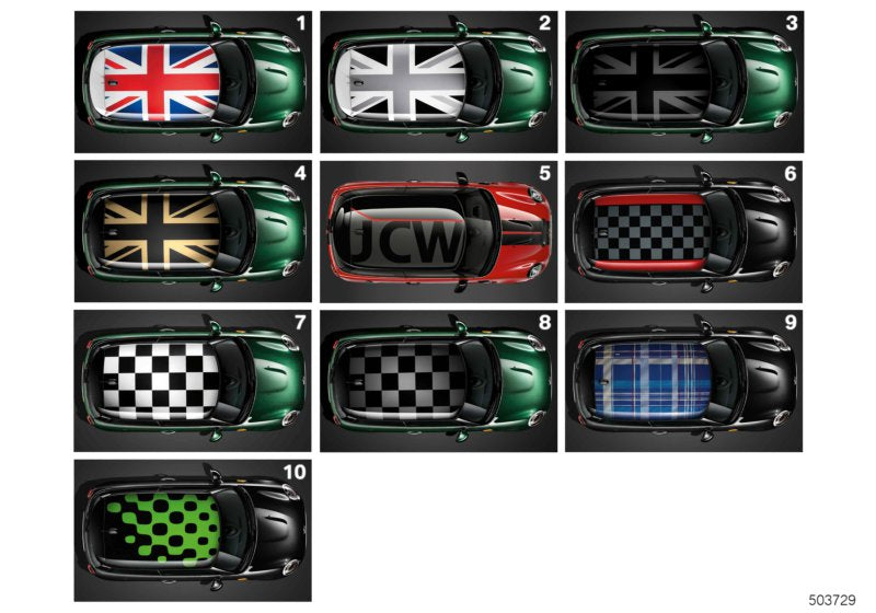 Genuine BMW 51142355033 Roof Decor 'Chequered Flag' In Black (Inc. One First, One D & Cooper S) | ML Performance EU EU Car Parts